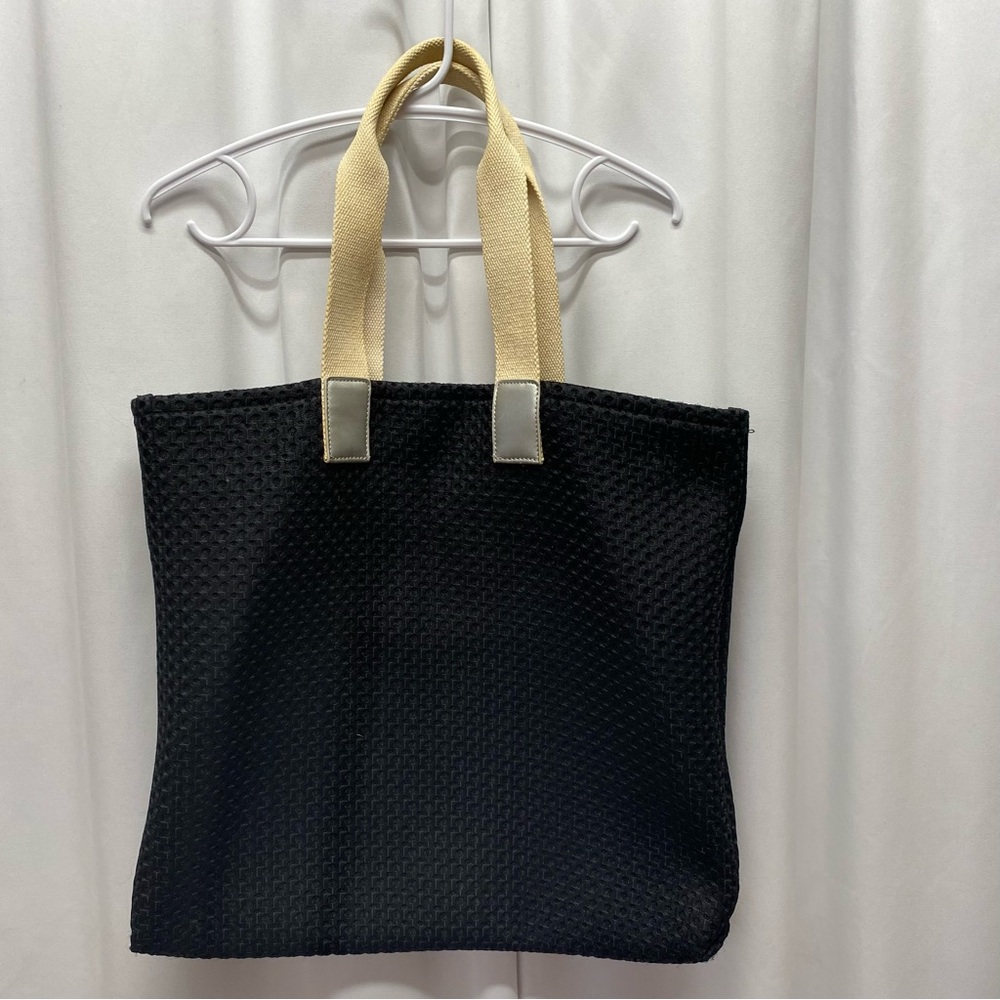 Boho beach bag textured black travel pool purse grocery tote shoulder bag